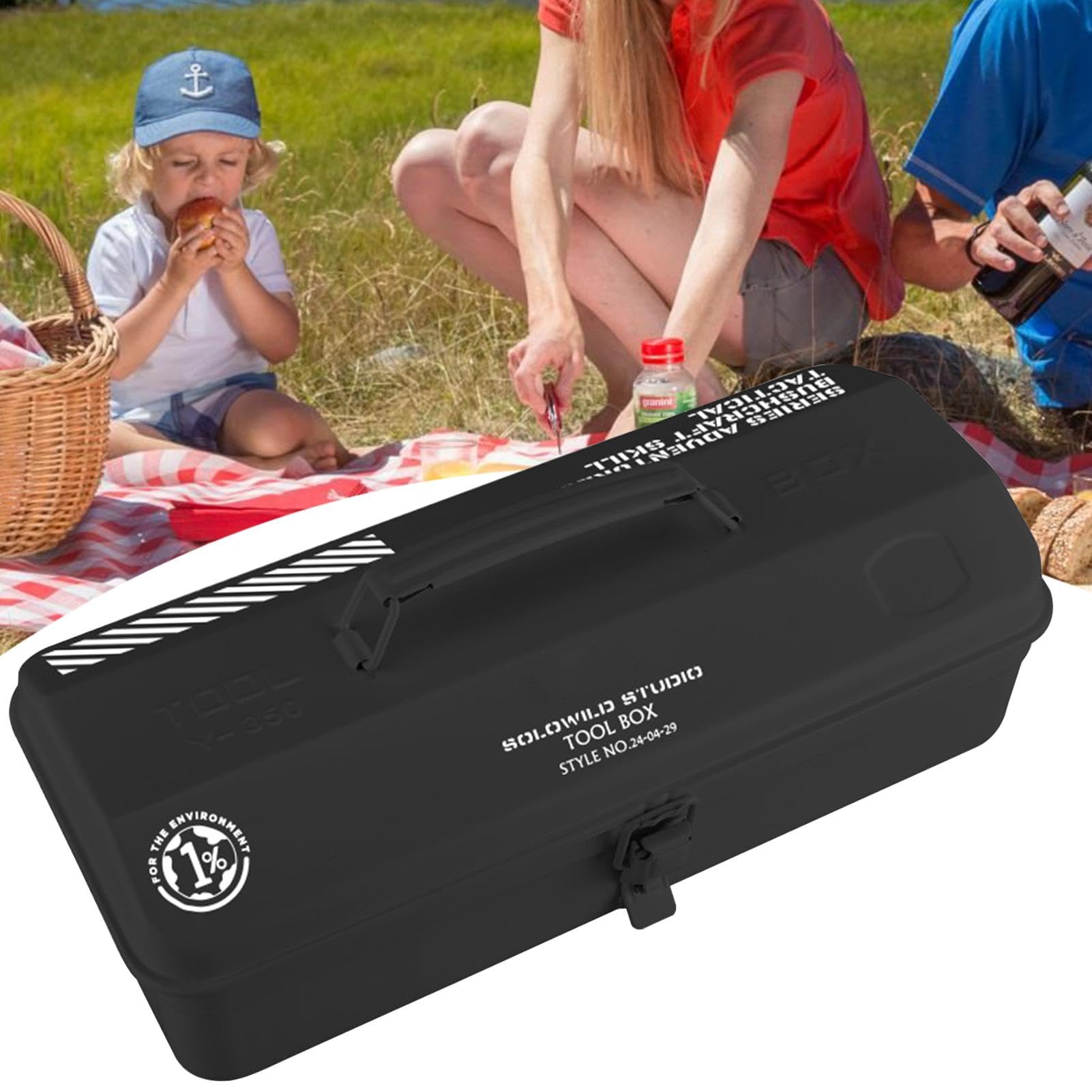 Portautensili | Scatola portautensili in metallo con manico – Valigetta multiuso portatile, organizer per campeggio, escursionismo, viaggi | Custodia multiuso, cassetta degli attrezzi portatile, organizer per campeggio, escursionismo, v