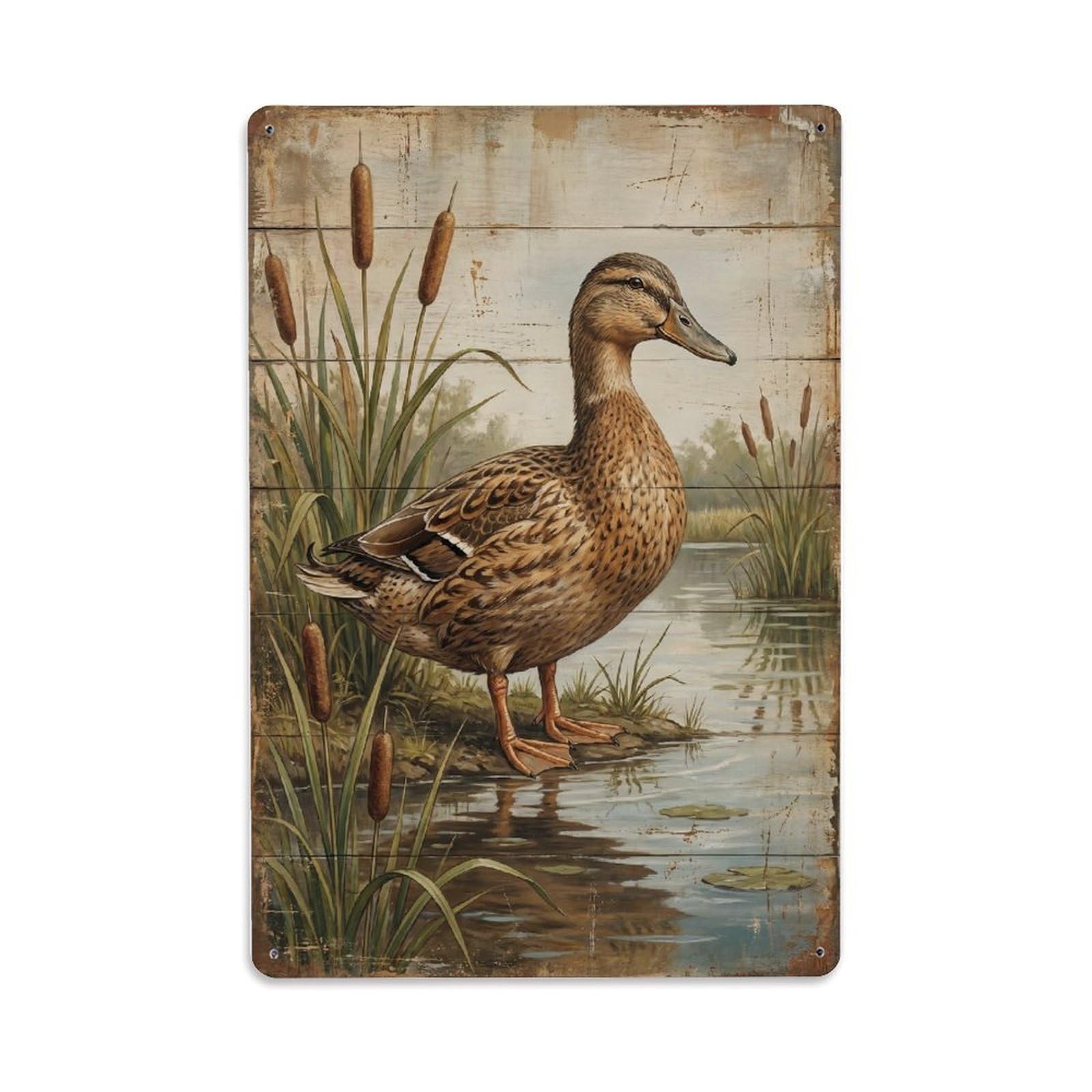 Khaki Campbell Duck Farm Brown Poultry Metal Tin Sign Plaque Wall Decor for Cafe, Club Bar, Office, Home Garden Metal Poster 8x12Inch