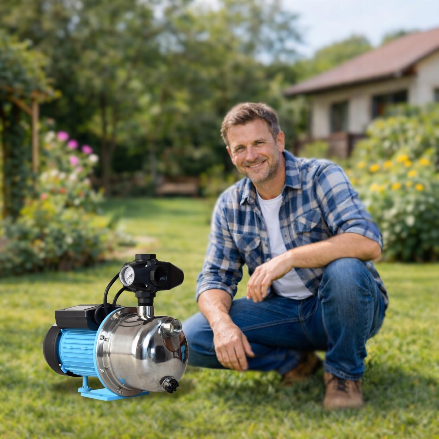 Pompa Hydroforowa JX 1100 (1100 W, 3600 l/h, max. podnoszenie 50 m) do Wody Nawadniania Ogrodu Z ZINTEGROWANYM OSPRZĘTEM
