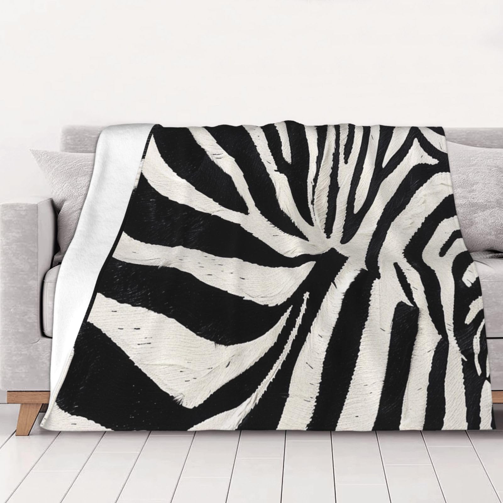 AUBKFELD Zebra Animal Printed Flannel Blanket 200x150 CM, Soft & Warm Throw Blanket for Sofa/Couch/Bed/Car, Gifts for Audlts Women Men