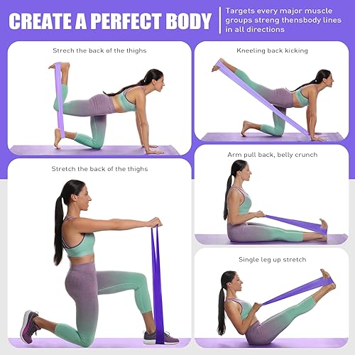 Miniatura 5 de Bandas de resistencia, bandas de ejercicio, bandas de terapia física para entrenamiento de fuerza, yoga, pilates, estiramiento, banda elástica con