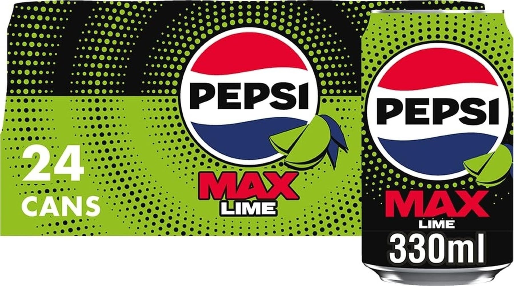 Pepsi Max Lime No Sugar Cola Cans 24 x 330ml