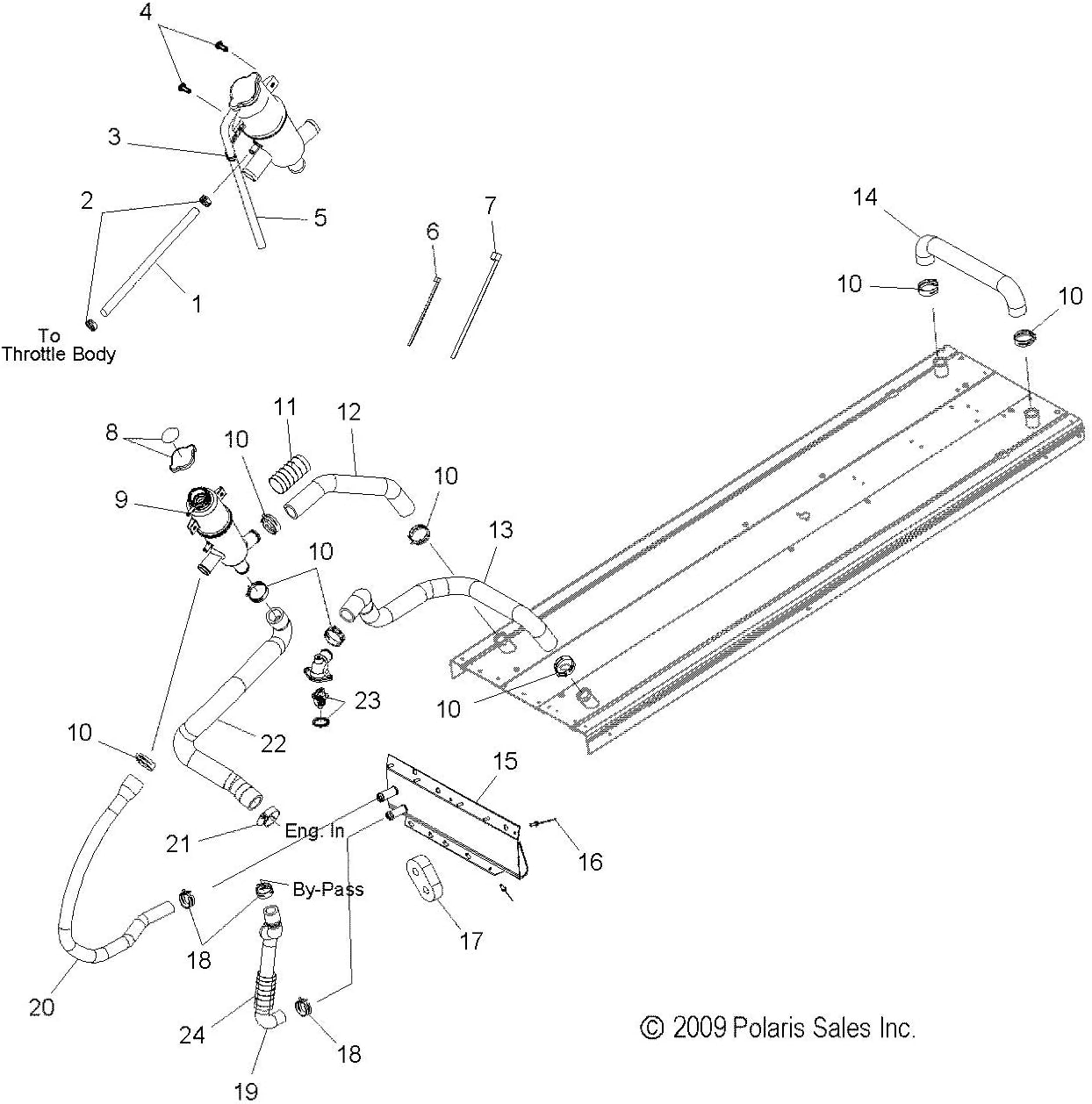 Polaris 5413199 Center/Cooler Bypass Hose Switchback RMK IQ 600 700 SP 2007-2012