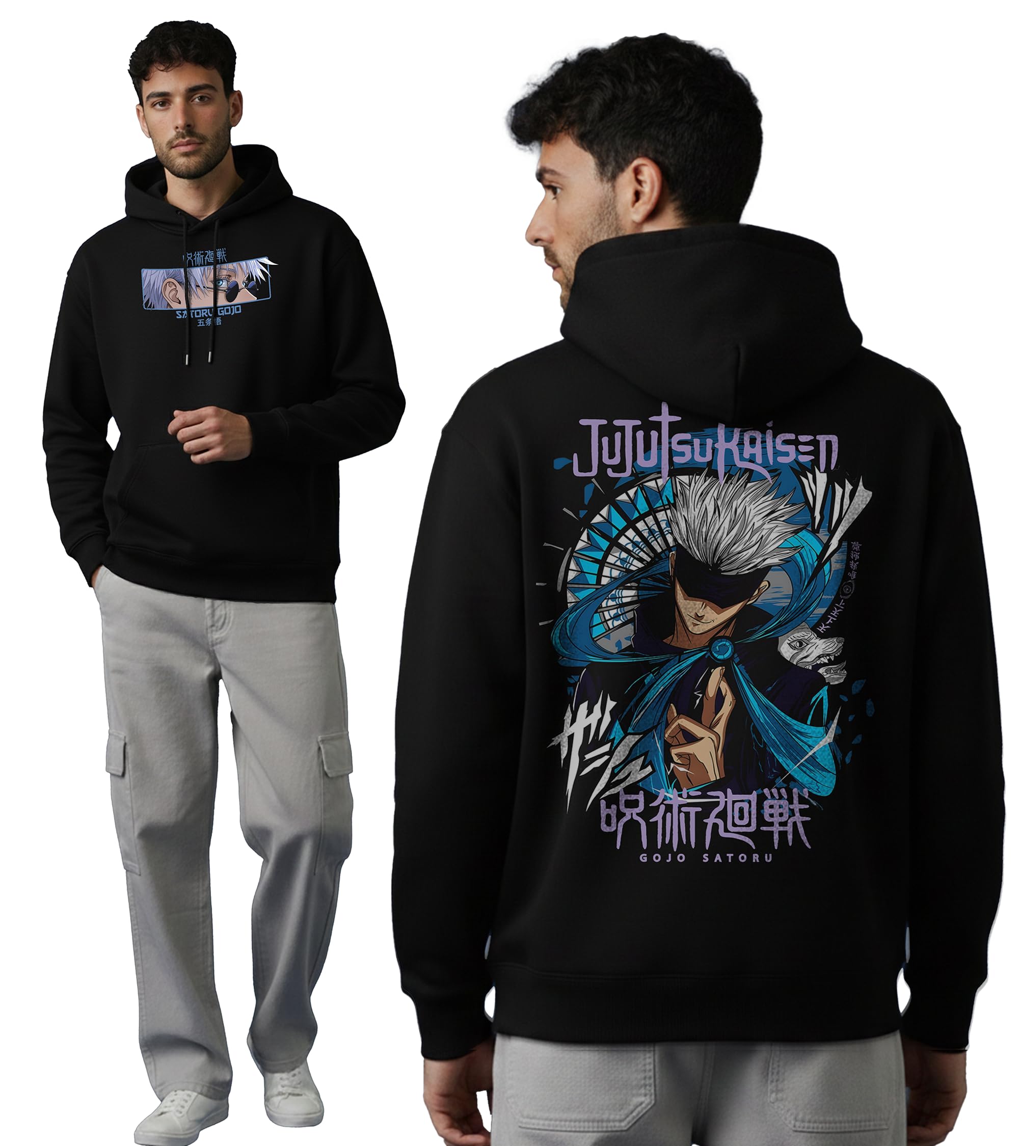 Black Jackal | Premium Unisex Hoodie Gojo Satoru Inspired Graphic Tee Jujutsu Kaisen Inspired Anime Graphic Tee Signature 100% Bio-Washed Cotton Hoodie Built with Rich 360 GSM Fabric-picture-15