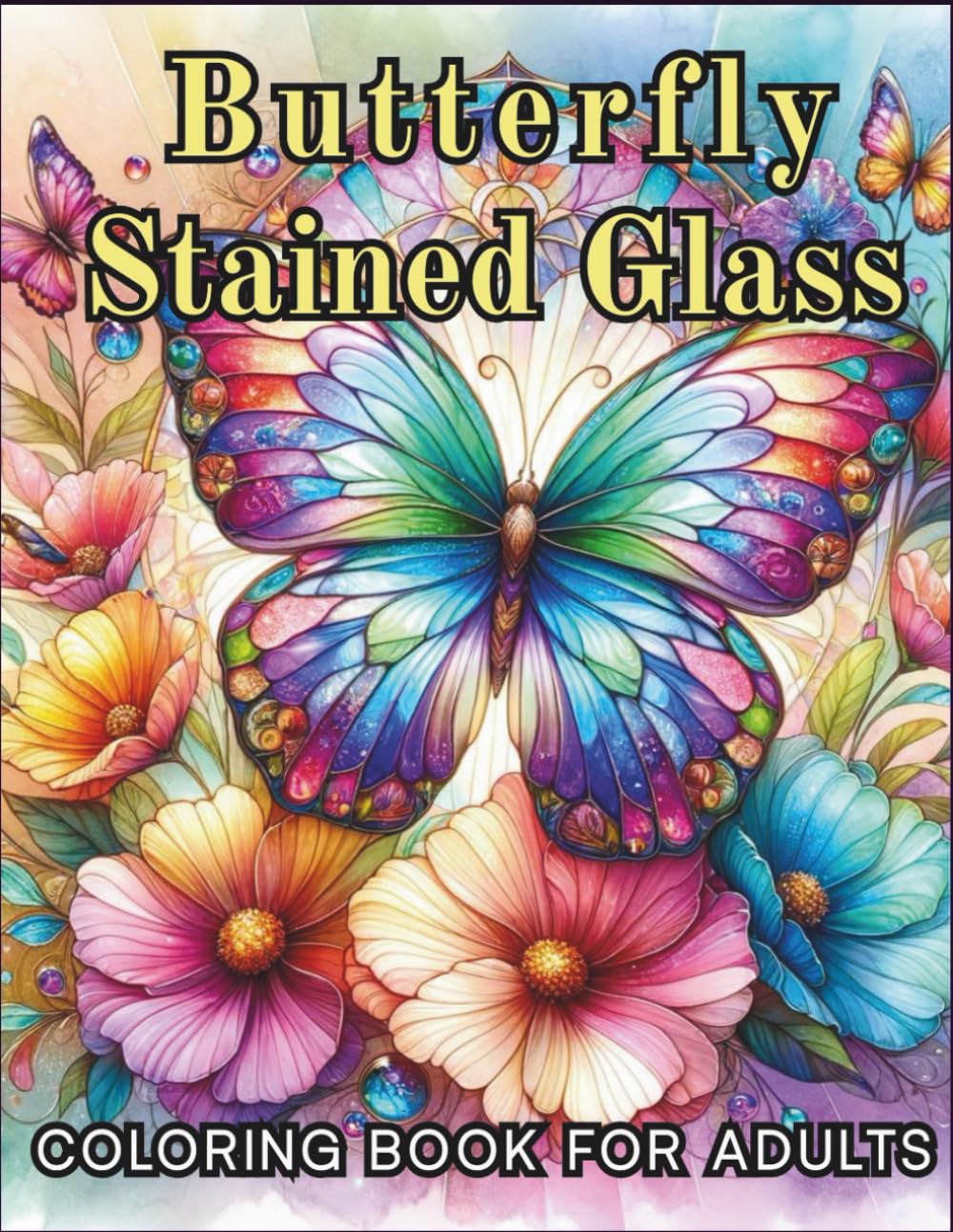 Butterfly Stained Glass Coloring Book for Adults: 50 Exquisite Butterfly Designs for Relaxation and Stress Relief. (Stained Glass Coloring Collection)
