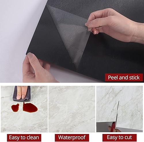 Miniatura 6 de WESTICK 20 azulejos de mármol para baño, impermeables, de 12 x 12 pulgadas, autoadhesivos, azulejos de vinilo para despegar y pegar, azulejos