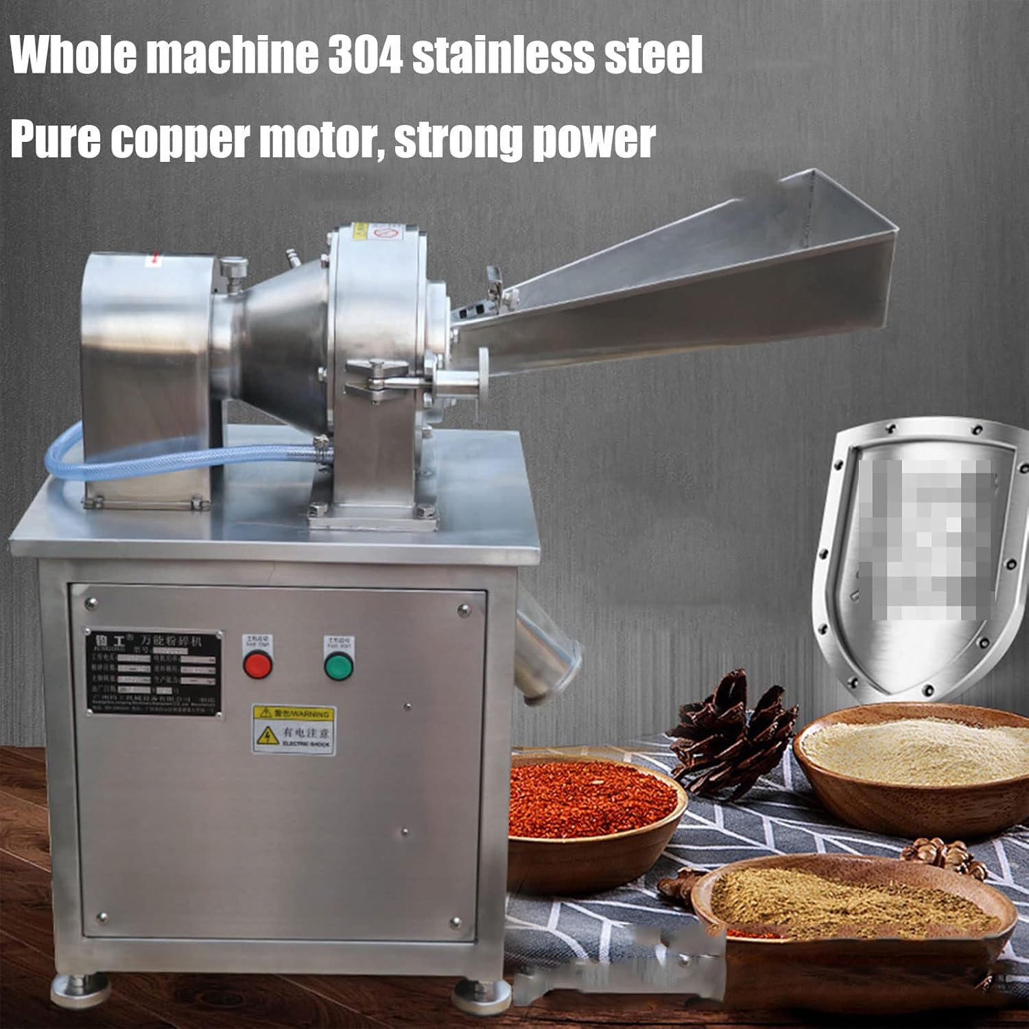Stainless Steel Chinese Herbal Medicine Grinder Water-Cooled Spice Powder Maker Room Temperature Grinder Commercial