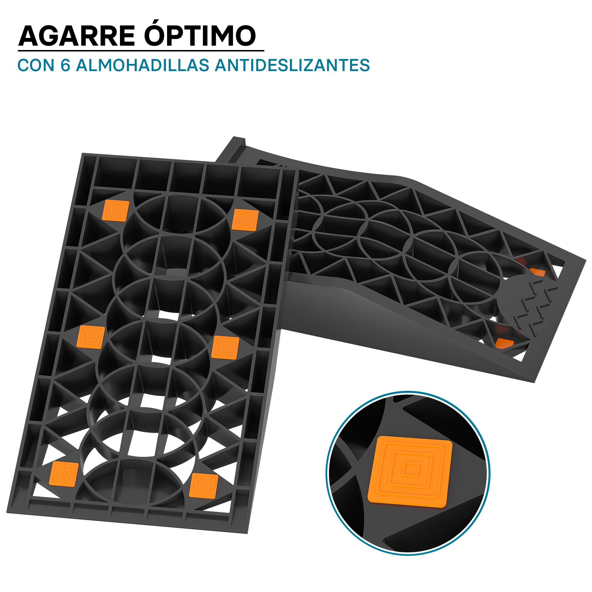 Wiltec Rampa de acceso extraplana hasta 3 toneladas 2 piezas de plástico para vehículos pesados