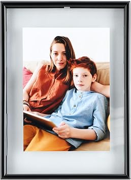 Wall Floating Frame, 5"7", Black, Wall Mounting or Wall Leaning, For Photo 5x7 4x6 3.5x5, Classy For Mothers Day, Anniversary, Wedding, Home or Office Decor