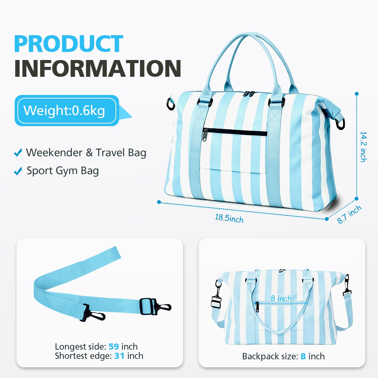 TOPBAG Travel Duffle Bag, Waterproof Weekender Carry On Tote Bags for Women, Sport Gym Bag for Men, Hospital Bag for Labor and Delivery, Overnight Luggage Bag with Trolley Sleeve view 4