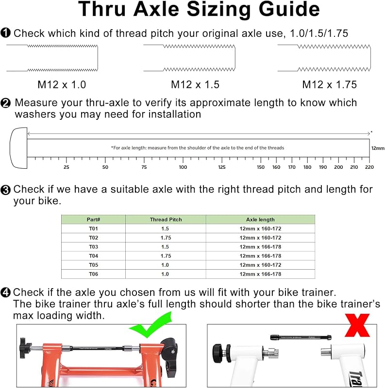 CXWXC 12mm Thru Axle kerékpár edzőgéphez - M12 adapter hátsó kerékhez
