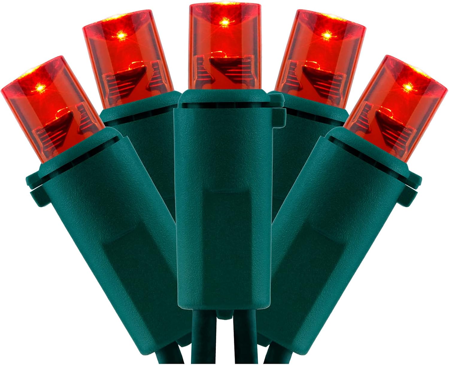 YULETIME Red Wide Angle LED Christmas Lights with Green Wire, 66 Feet 200 Count UL Certified