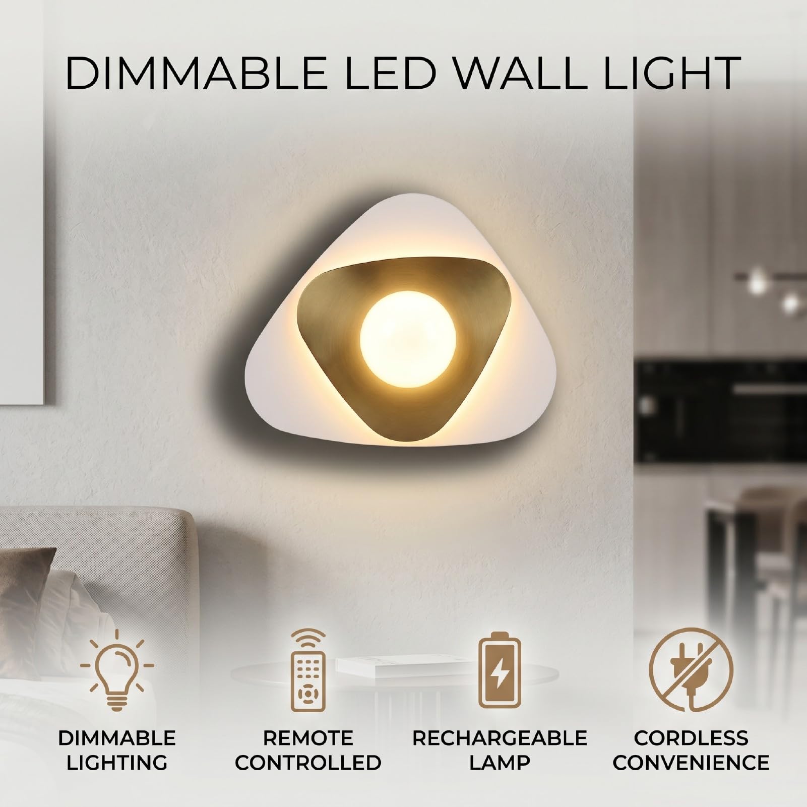 Sorandy Lámpara de Pared Recargable Inalámbrica para Dormitorio Sala de