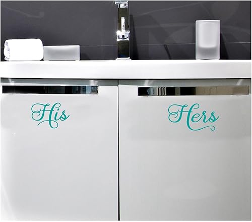 Calcomanías de vinilo para pared con letras para él y ella (3.5 pulgadas de alto x 5 pulgadas de largo, 3.5 pulgadas de alto x 6.5 pulgadas de