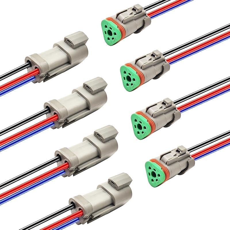 Conector elétrico automotivo DT à prova d’água PLUXPAER 3 pinos, 14 AWG, 12 V – Pacote com 4
