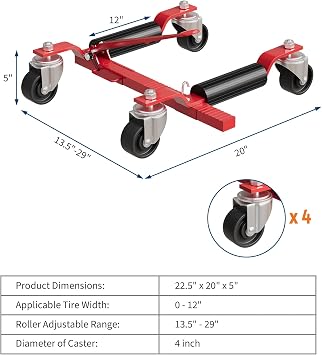 Wheel Dolly, Car Wheel Dolly Jack Set of 2, 1500 LBS Wheel Dolly Car Skates, Heavy Duty Vehicle Positioning Jack with Foot Pedal for Tire Auto Repair Moving