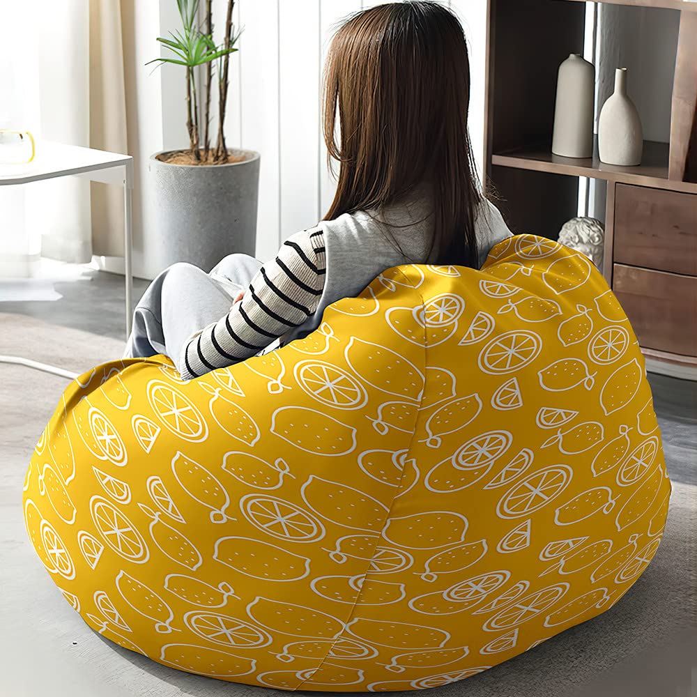 Treer Fodera per Pouf a Sacco per Adulti e Bambini, Stampa di Basket Copertura per Poltrona Sacco Senza Imbottitura, Pouf a Forma di Pera Bean Bag Cover con Cerniera (100x120 cm,Blu