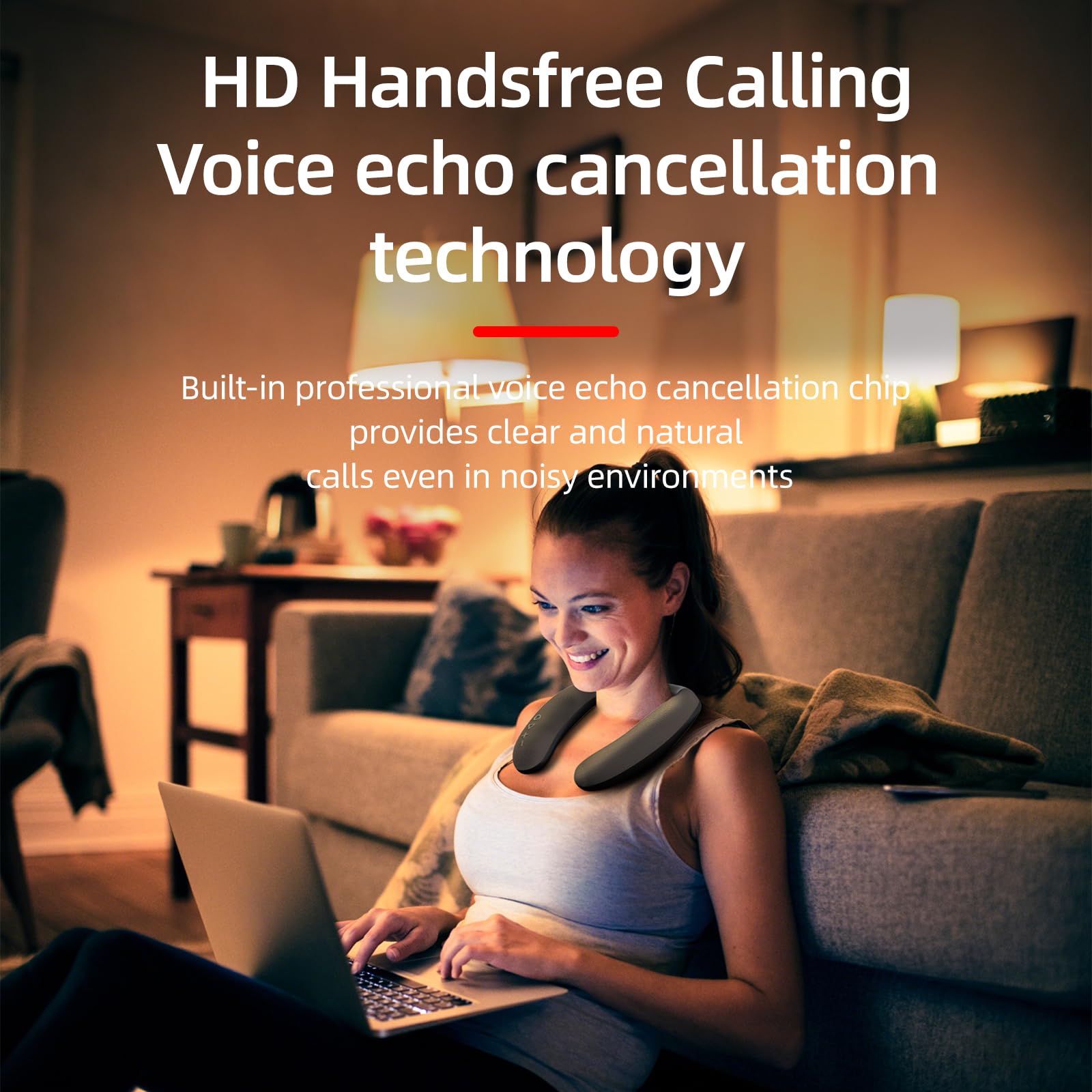 Smalody Haut-Parleur Bluetooth Portable Tour de Cou sans Fil Théâtre Son Surround stéréo avec Micro Haut-Parleur sans Fil pour Sports de Plein air,Comprend Le récepteur
