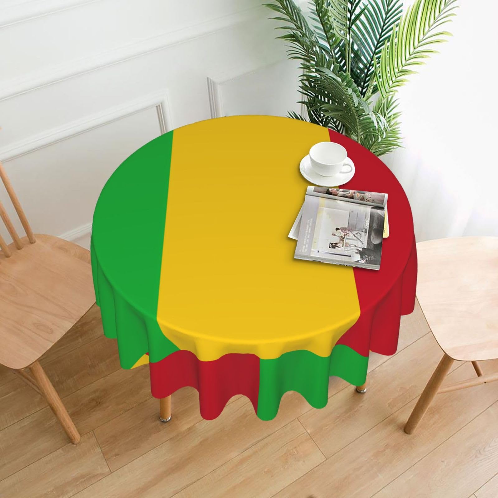HLBSDM Flag of Mali Printed Round Tablecloth, 60 inch Coffee Tablecloth, Suitable for Kitchens, picnics, and Dining Rooms.
