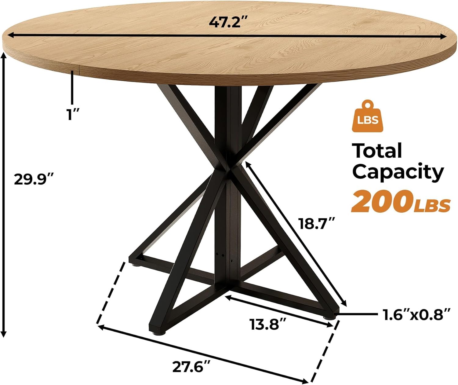 47" Round Dining Table for 4,Kitchen Dining Room Circle Dinner Pedestal Table US
