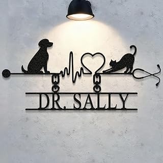 Personalized Veterinary Metal Sign | Vet Office Wall Art Decor | Custom Veterinary Name Metal Signs | Pet Clinic Office Wall Decor | Unique Pet Doctor Gift for Animal Hospital, Veterinarians, 8-24 in (E)