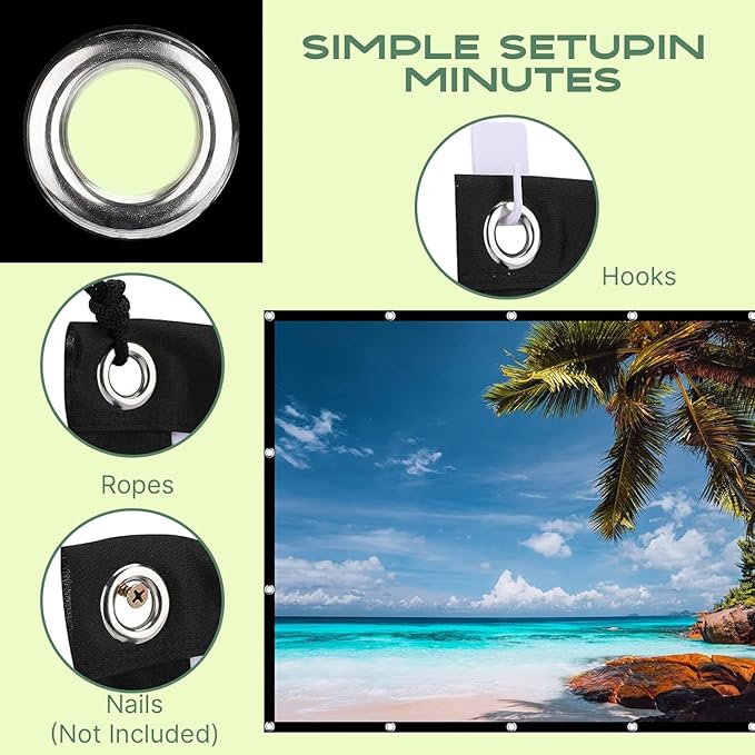 Pantalla de Proyección AAJK 150 pulgadas 16:9 Lavable Portátil para Exterior e Interior miniatura 4