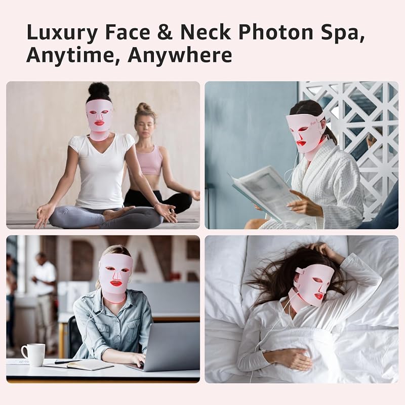Red Light Therapy Mask for Face and Neck, 7 Colors with NIR Led Face Mask Light Therapy with Eye Protection and Remote, Rechargeable Ergonomic Design for True Anti-Aging Skincare at Home image 6