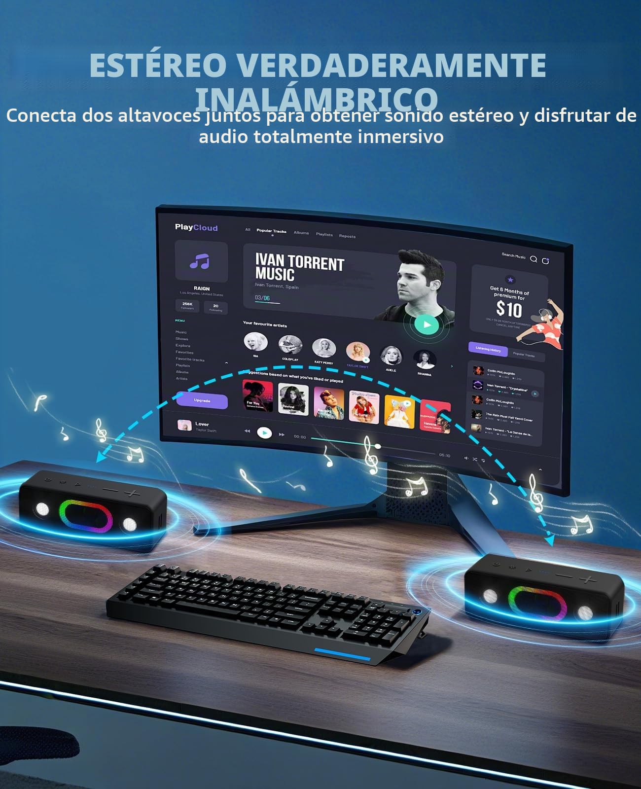 Ortizan Altavoz Bluetooth, Altavoz Bluetooth 5.3 Potente, Bluetooth Speaker 16W BassUp RGB, 24H Reproducción IPX6 Emparejamiento Estéreo Inalámbrico, para hogar, Exterior y Viaje