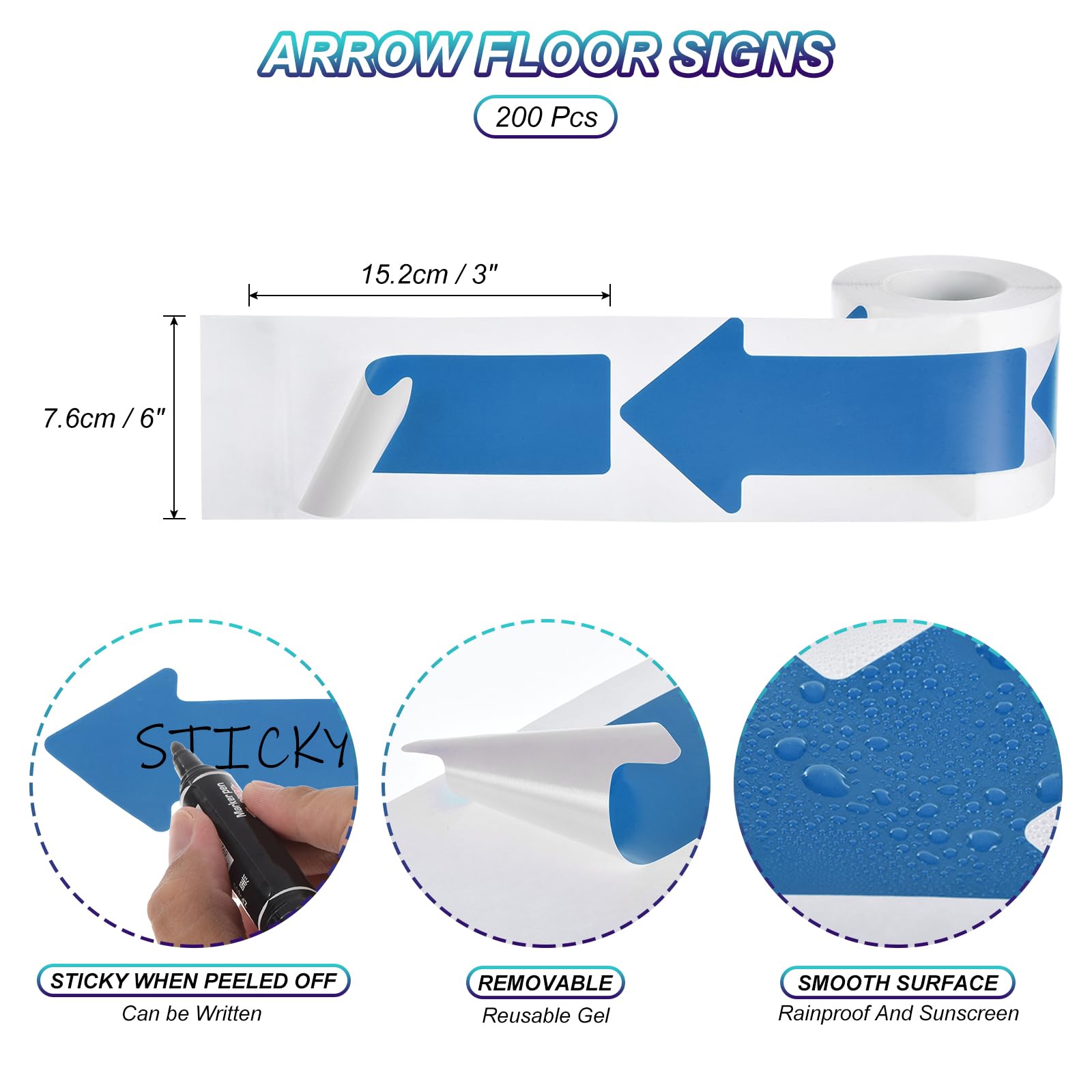 200 Frecce Adesive Per Pavimento - PVC Nero, 152x76 Mm, Indicatori Direzionali - Foto 6