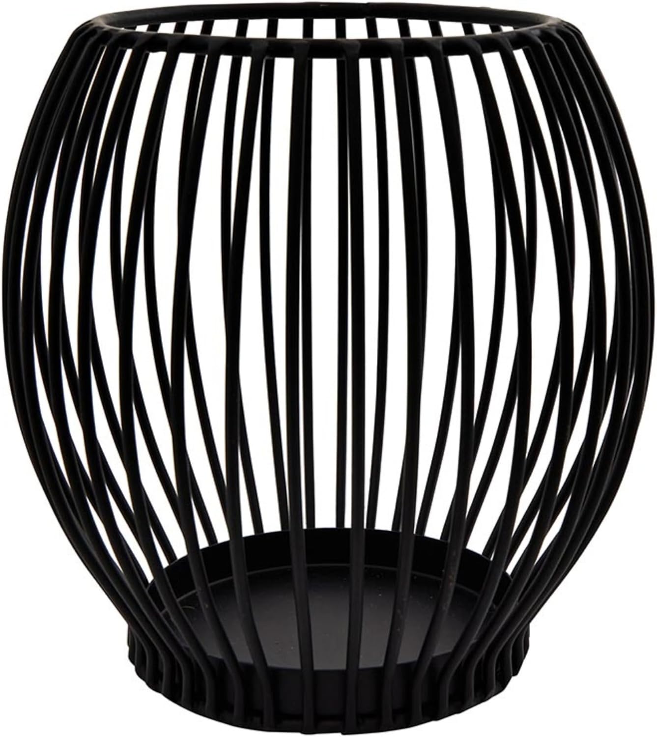47th & Main Modern Pillar Candle Holder Lantern Votive Luminous Metal Wire Candleholder, 6" Dia x 6" H, Black