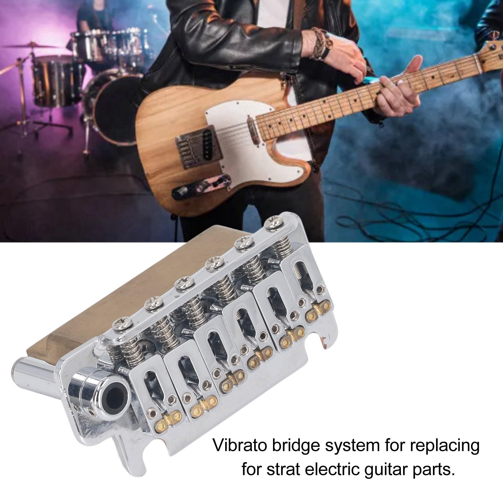 Guitar Tremolo Bridge Premium Metal 2 Point Electric Guitar Tremolo Bridge con braccio spinta in ottone per chitarre Strat Musicisti e appassionati professionisti