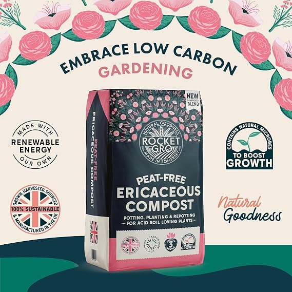 40L Ericaceous Compost, Peat-Free Multi-Purpose Compost, Premium Organic Blend for Acid-Loving Plants, Organic Growing, Ideal for Containers & Garden Beds