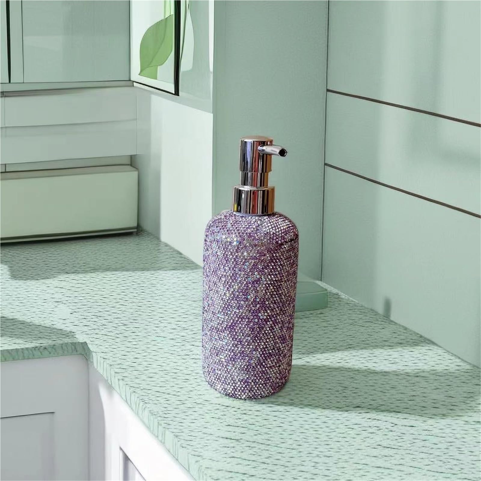 Dispenser da banco per detersivo per piatti Bottiglia for lavaggio a mano in plastica liquida for bagno, cucina, doccia decorativa brillantezza creativa Accessori per il bagno(Purple)