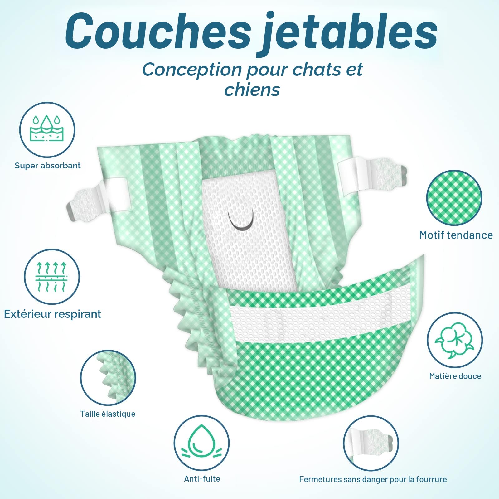 MICOOYO Couche Chien Femelle, Couch Chat Super Absorbantes pour Petits Chats et Chiennes, Pantalons Jetables pour Chiennes en Chaleur (XS,Vert)