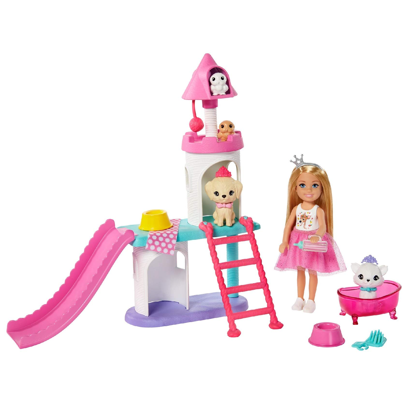 Barbie Princess Adventure Chelsea Pet Castle Playset, with Blonde Chelsea Doll (6-inch), 4 Pets and Accessories, Gift for ...