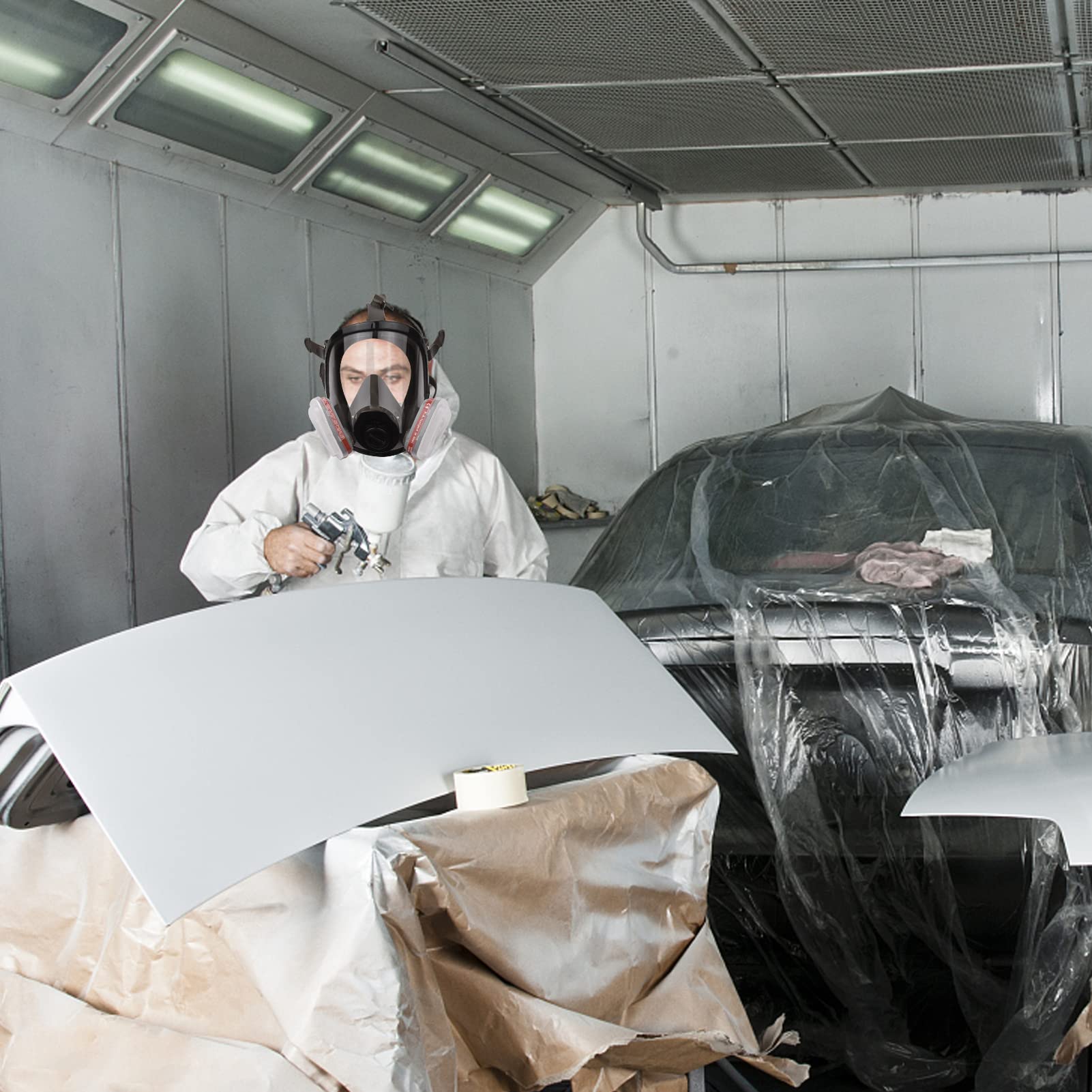 TFixol Copertura integrale riutilizzabile 8 in 1, copertura per gas, vapore, organico, ampio campo visivo, per pittura, lucidatura, saldatura e protezione del lavoro, trasparente