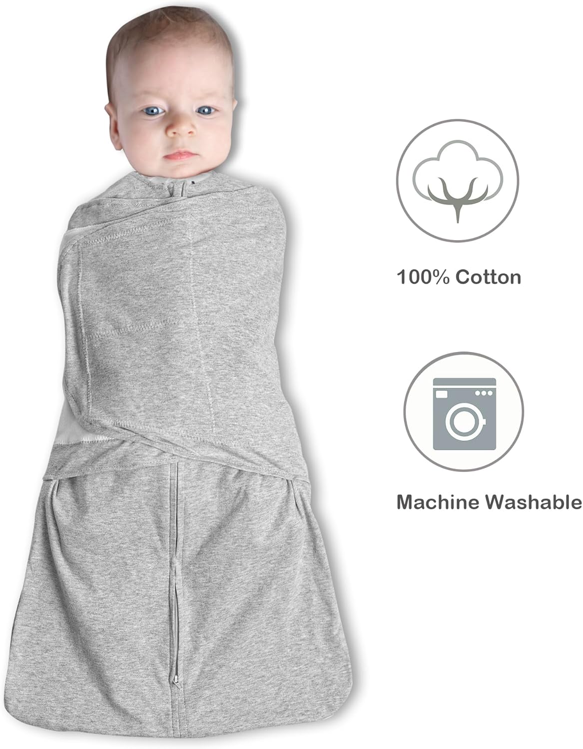 Baby Sleep sack Swaddle,Swaddles 3-6 Months,3-Way Adjustable Wearable Transition Blanket 100% Cotton 2-Piece - Image 2