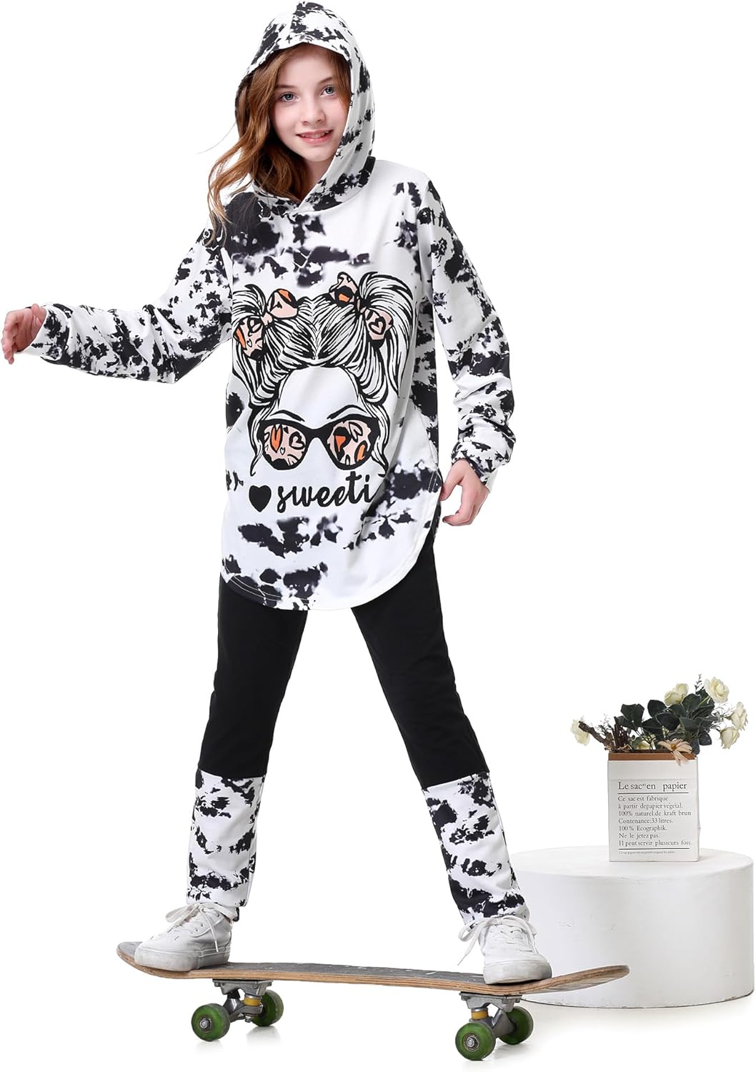 Girls Clothes Cool Girl Print Tie Dye Hoodie Pullover Sweatshirts Leggings Teen Girl Clothes 6-14 Years - Image 5