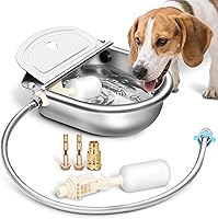 Ademon Automatic Animal Water Bowl with Float Valve - 304 Stainless Steel Auto-Filling Kit for Dogs, Horses, Farms
