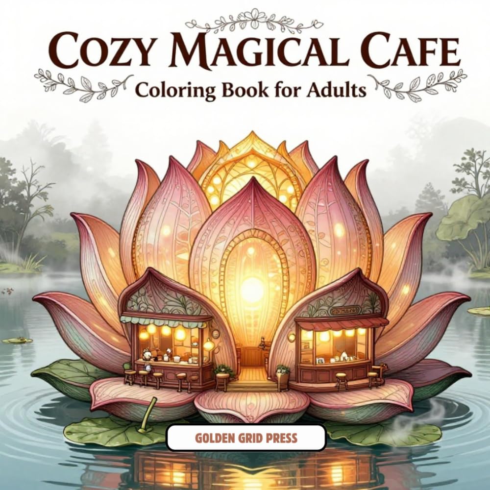 Cozy Magical Cafe Coloring Book for Adults: Relaxing Cozy Coffee Shops & Whimsical Fantasy Scenes