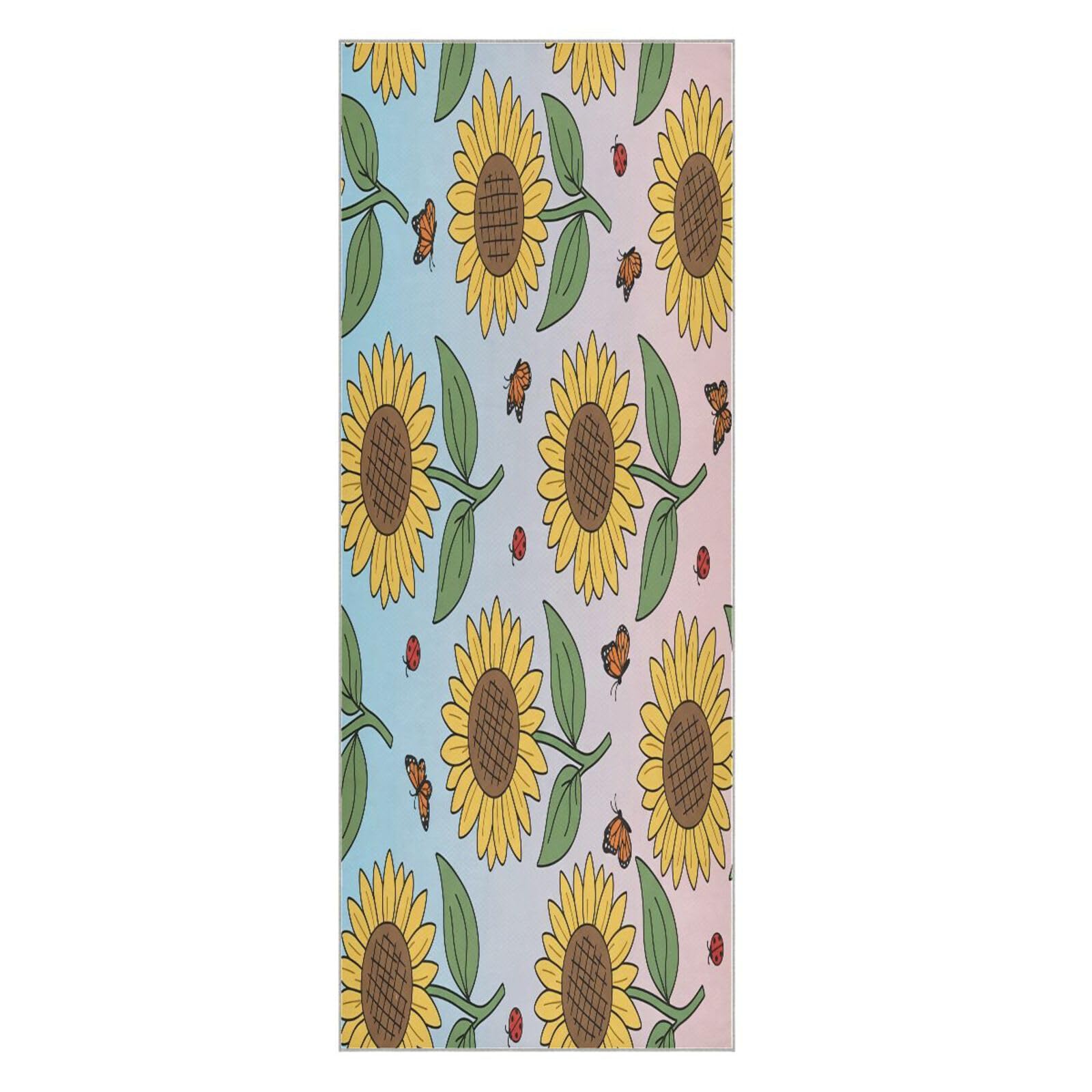 BURSTDDY Sunflower Hot Yoga Towel Absorbent Non Slip Yoga Mat Towel