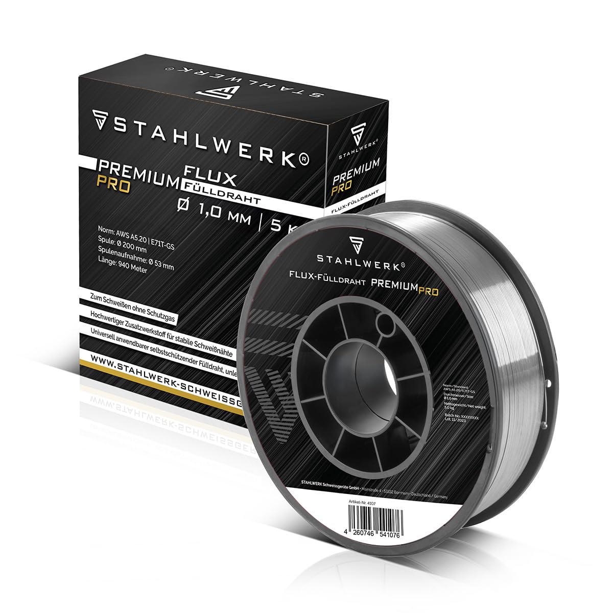 STAHLWERK FLUX Fülli Drähte Ø 1,0 mm E71T-GS - selbstschützend, universell einsetzbar, Premium Schweißdraht 5 kg D200-Sp