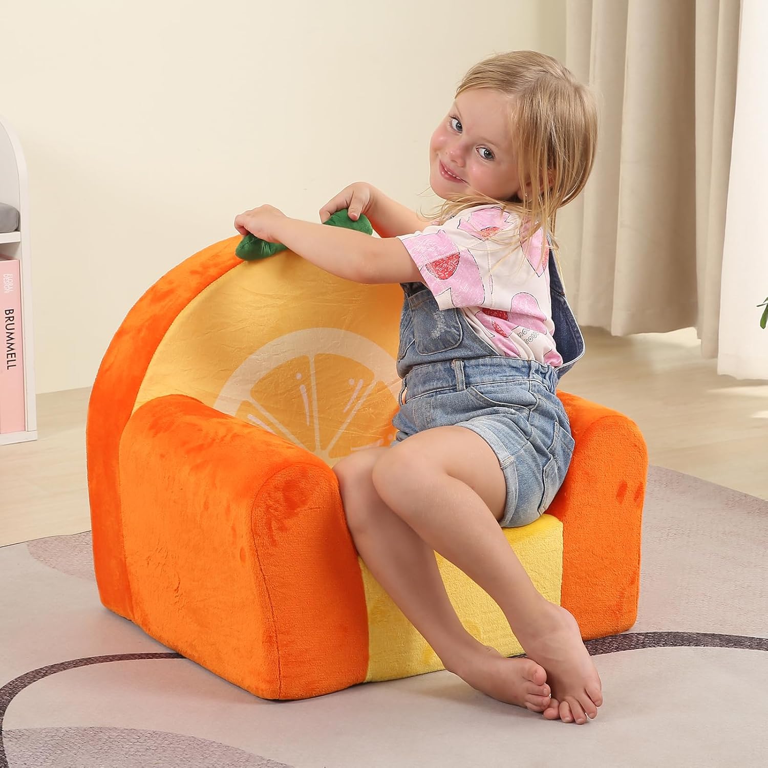 Comfy Cute Toddler Chair, Soft Kids Couch with High Density Foam, Toddler Reading Chair, Orange - Image 7