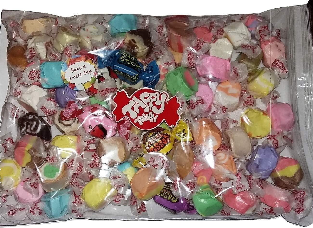 Assorted salt water taffy "HAVE A SWEET DAY" 500g bag GUARANTEED OVER 60 DIFFERENT FLAVOURS