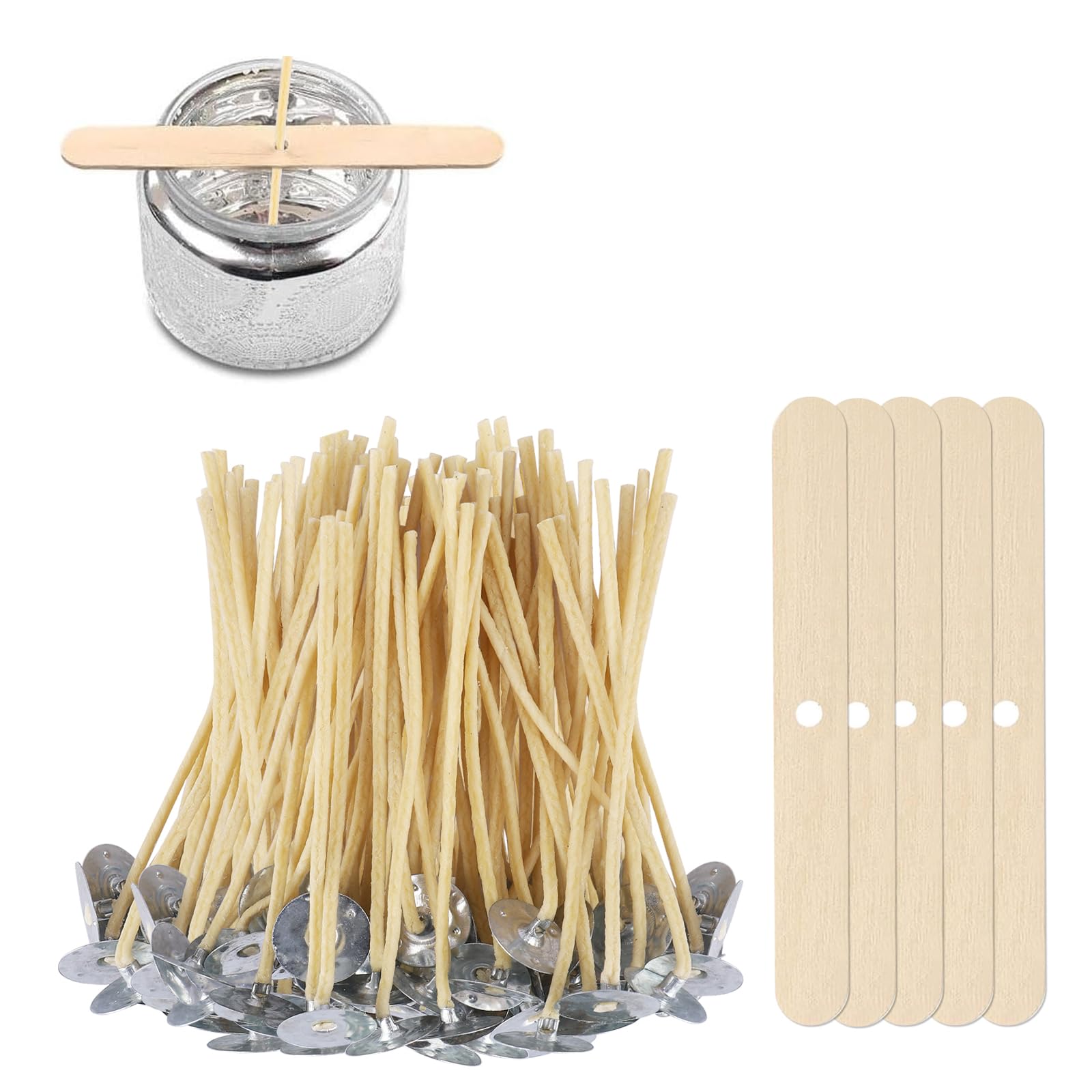 100 Stoppini Per Candele Con Base In Metallo - Cotone Naturale 10cm, Per Candele Fai Da Te