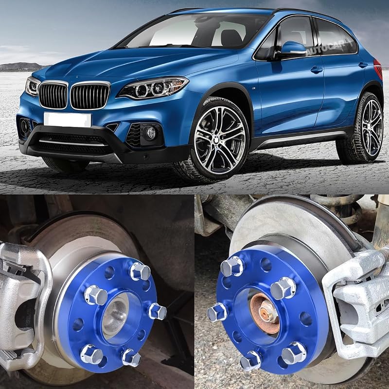 CarBole Keréknyomtáv Szélesítő 5x120 15/20mm - BMW Kompatibilis Kék Távtartó Szett 72,56mm Középső Furattal, 10 Lyukú, M12x1.5 Csavarokkal