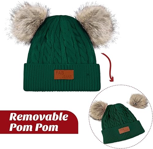 Miniatura 3 de Century Star Gorros de bebé para niña, gorro de invierno para niñas y niños, gorro de punto cálido para bebés y niños pequeños con pompón