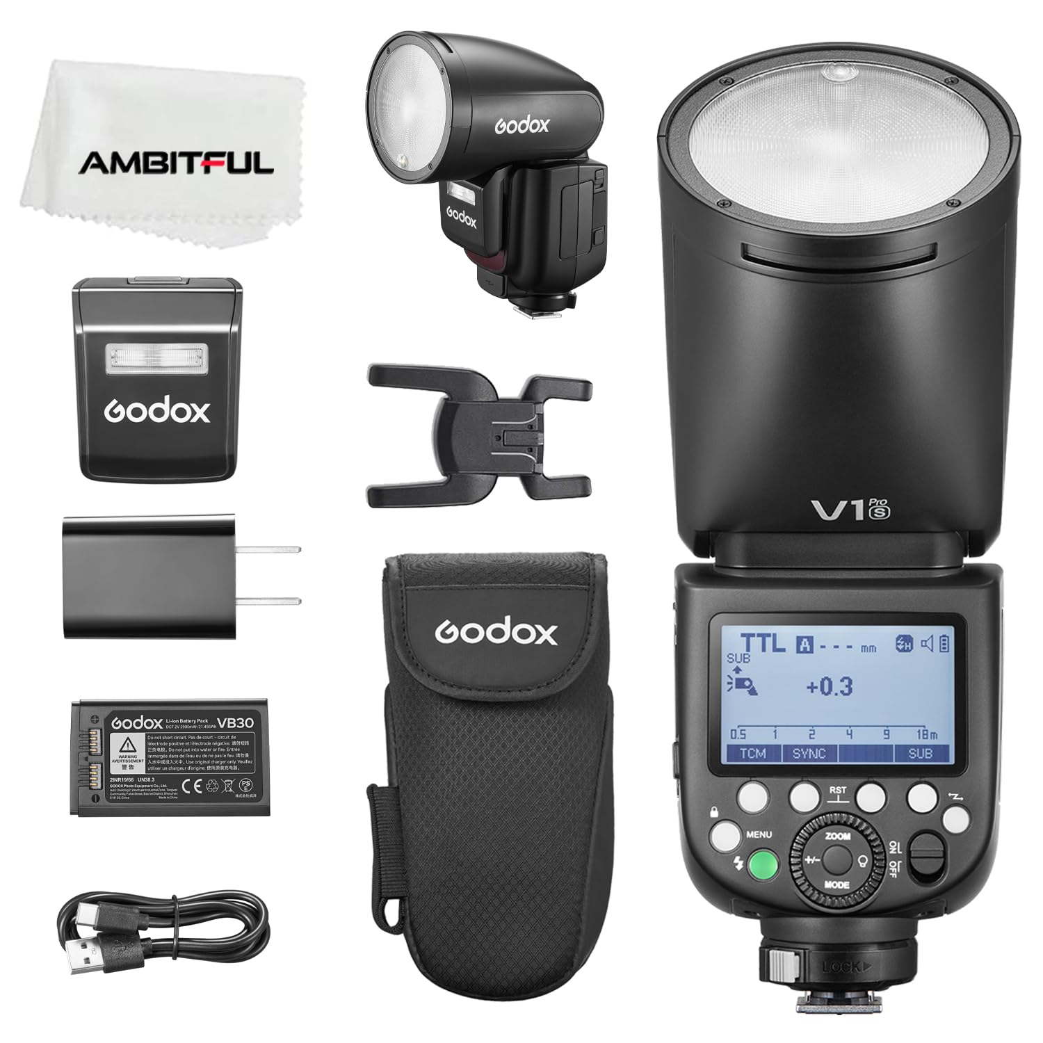 Godox V1Pro S Testa Rotonda Della Macchina Fotografica Flash 2.4G X Wireless HSS 76Ws E-TTL Li-ion Testa Rotonda Della Macchina Fotografica Speedlight Con Flash Esterno SU-1 per Sony