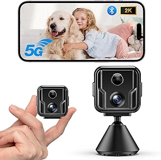 MILFECH 5G WiFi Mini Kamera,2K Überwachungskamera Innen,Kamera Überwachung Innen,WLAN Kamera mit Bewegungsmelder/Nachtsicht/ZweiWegeGespräch/Lange Batterielaufzeit/Cloud-Speicherplatz für Home Office