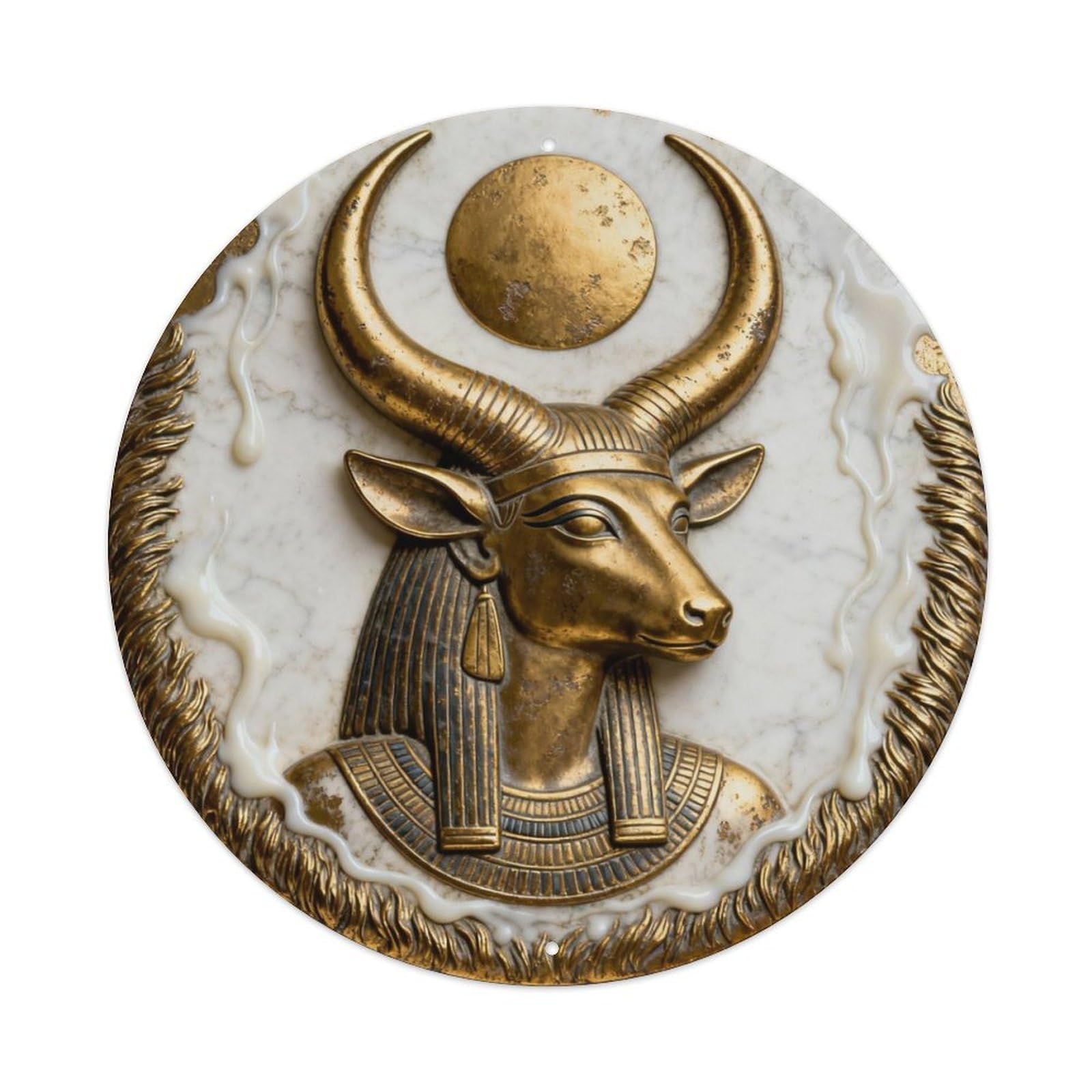 Hathor Cow Sun Goddess Metal Tin Sign Plaque